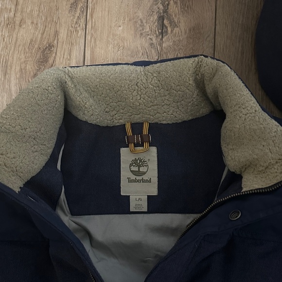 Timberland Navy Quilted Puffer Jacket with Sherpa Trim - Picture 2 of 6